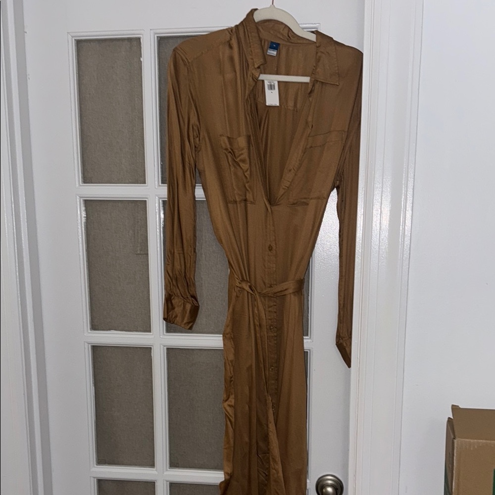 Elegant Tan Shirt Dress